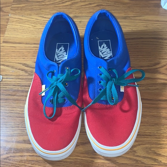 blue green red and yellow vans
